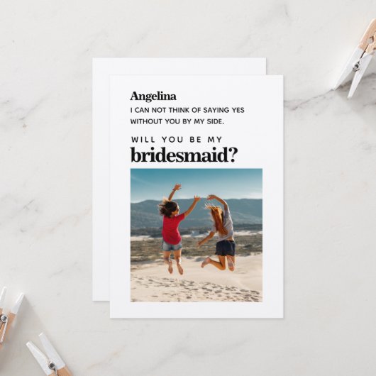 Eigenes Foto Einfache Elegante Bridesmaid Vorschla Einladung (Vorderseite/Rückseite Beispiel)