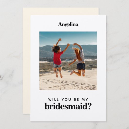 Eigenes Foto Einfache Elegante Bridesmaid Vorschla Einladung (Vorne/Hinten)