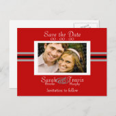 Eigenes Foto hinzufügen - Rot Ankündigungspostkarte (Vorne/Hinten)