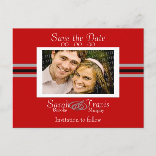 Eigenes Foto hinzufügen - Rot Ankündigungspostkarte (Vorderseite)