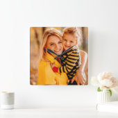 Eigenes Foto hinzufügen | Vorlage Quadratische Wanduhr (Zuhause)