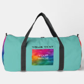Eigenes Foto Hochladen Textvorlage Große Aquamarin Duffle Bag (Vorderseite)