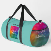 Eigenes Foto Hochladen Textvorlage Große Aquamarin Duffle Bag (Rechte Ecke)