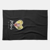 Eigenes Foto im Schwarzen Herzrahmen Moderne Kalli Geschirrtuch (Horizontal)