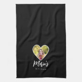 Eigenes Foto im Schwarzen Herzrahmen Moderne Kalli Geschirrtuch (Vertikal)