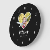 Eigenes Foto im Schwarzen Herzrahmen Moderne Kalli Große Wanduhr (Winkel)