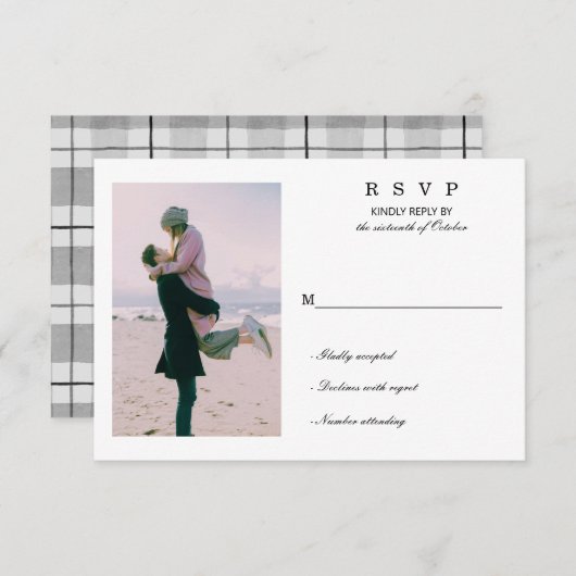 Eigenes Foto mit Personalisierten Buchstaben hinzu RSVP Karte (Vorne/Hinten)