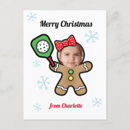 Eigenes Foto Pickleball Gingerbrot Girl Postcard Postkarte