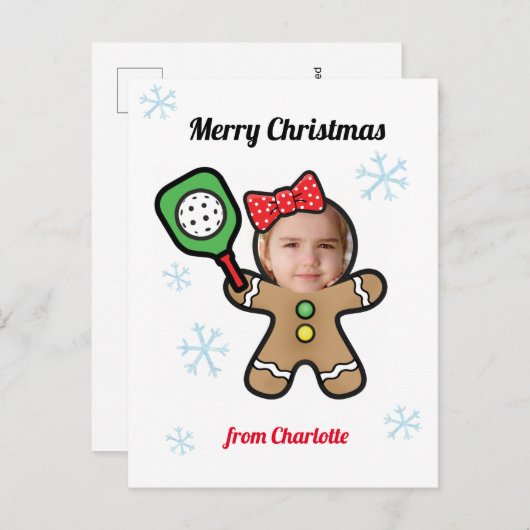 Eigenes Foto Pickleball Gingerbrot Girl Postcard Postkarte (Vorne/Hinten)