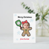 Eigenes Foto Pickleball Gingerbrot Girl Postcard Postkarte (Stehend Vorderseite)