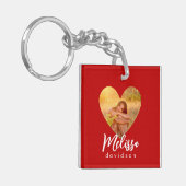 Eigenes Foto Roter Herzrahmen Moderne Kalligrafie Schlüsselanhänger (Vorderseite links)