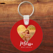 Eigenes Foto Roter Herzrahmen Moderne Kalligrafie Schlüsselanhänger (Vorderseite)