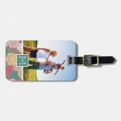 Eigenes Foto und Monogram Stylisches Blumenmuster Gepäckanhänger (Vorderseite horizontal)