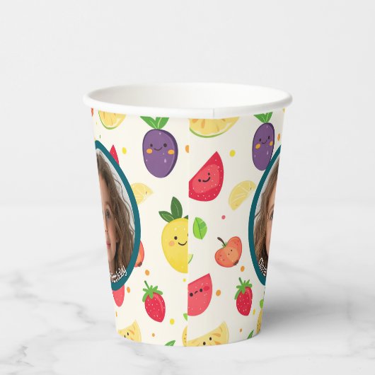 Eigenes Fruchtmotiv Foto und Name Pappbecher (Rechts)