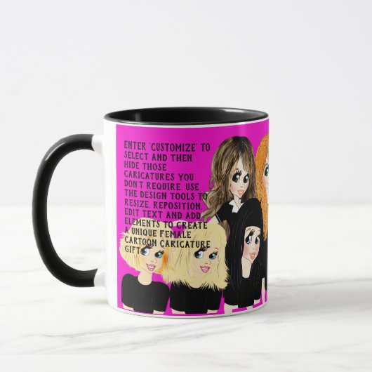 Eigenes Geschenk für weibliche Cartoon mit Text Tasse (Links)