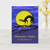 Eigenes Halloween für Bruder, Katze auf Zweig Karte (Gelbe Blume)