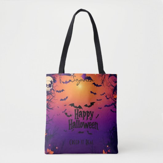Eigenes Halloween mit Fledermäusen und Spooky Suns Tasche (Vorderseite)