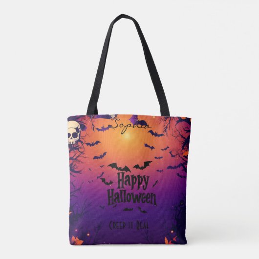 Eigenes Halloween mit Fledermäusen und Spooky Suns Tasche (Rückseite)