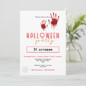Eigenes Halloween-Party von Bloody Handprint Einladung (Stehend Vorderseite)
