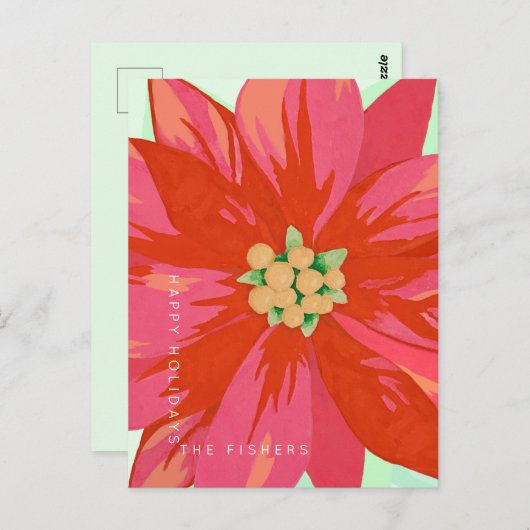 Eigenes, handgemaltes Poinsettia-Design Postkarte (Vorne/Hinten)