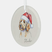 Eigenes, handgezeichnetes Golden Doodle Portrait u Ornament Aus Glas (Vorderseite links)