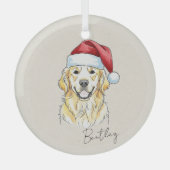 Eigenes, handgezogenes goldenes Retriever Portrait Ornament Aus Glas (Vorderseite)
