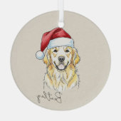 Eigenes, handgezogenes goldenes Retriever Portrait Ornament Aus Glas (Rückseite)