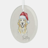 Eigenes, handgezogenes goldenes Retriever Portrait Ornament Aus Glas (Vorderseite links)