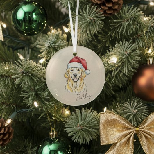 Eigenes, handgezogenes goldenes Retriever Portrait Ornament Aus Glas