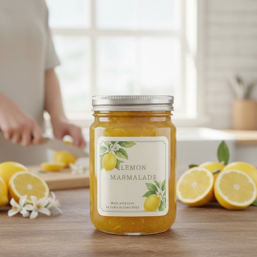 Eigenes hausgemachtes Lemon-Marmalade-Label Quadratischer Aufkleber