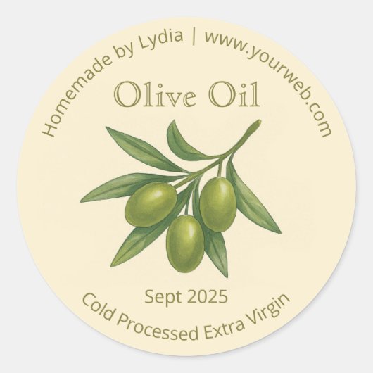 Eigenes, hausgemachtes Olivenöletikett mit extra J Runder Aufkleber (Vorderseite)