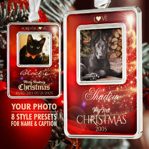 Eigenes Haustier-Foto-Andenken-Weihnachtsbaum-Schm Rahmen-Ornament Silber