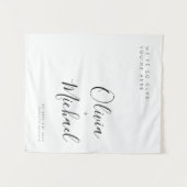 Eigenes Hochzeitswillkommenszeichen mit Adressband Wandteppich (Vorderseite (Horizontal))