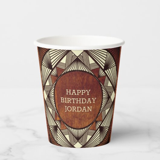 Eigenes Holz Rustikale moderne Maskuline Geburtsta Pappbecher (Vorderseite)