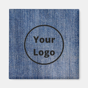 Eigenes Logo, blau, denim Druck Magnet