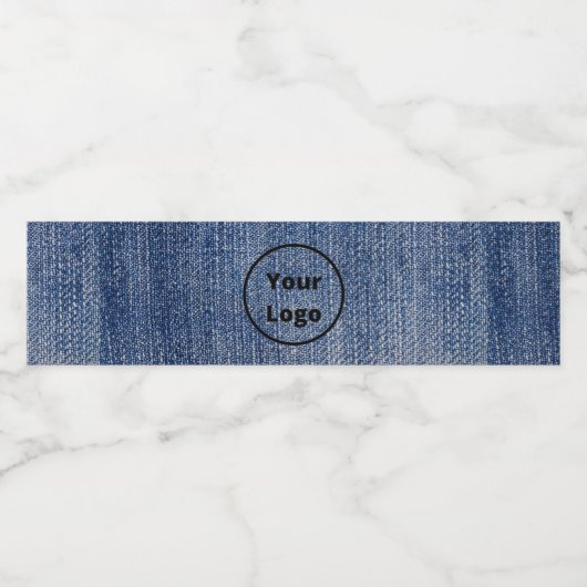 Eigenes Logo, blau, denim Druck Wasserflaschenetikett (Einzelnes Label)