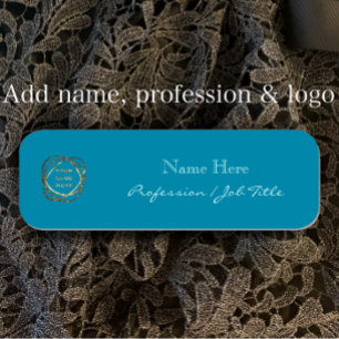 Eigenes Logo hinzufügen Modernes Elegantes Aqua Tü Namensschild