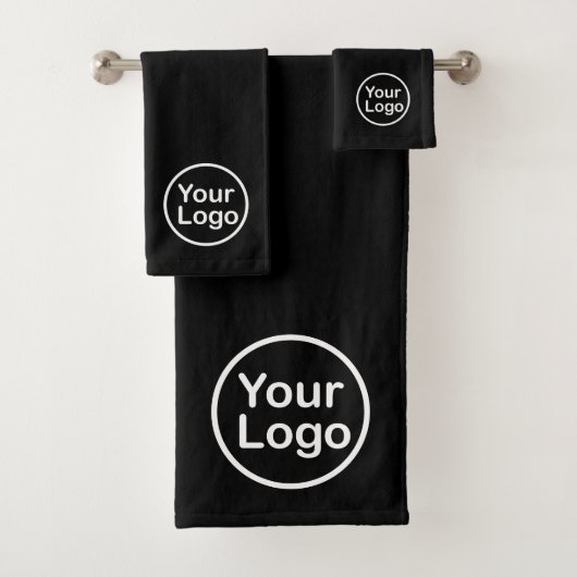 Eigenes Logo hinzufügen | Schwarzer Hintergrund Badhandtuch Set (Insitu)