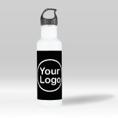Eigenes Logo hinzufügen | Schwarzer Hintergrund Edelstahlflasche