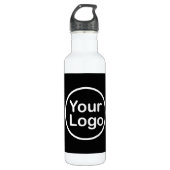 Eigenes Logo hinzufügen | Schwarzer Hintergrund Edelstahlflasche (Vorderseite)