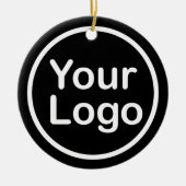 Eigenes Logo hinzufügen | Schwarzer Hintergrund Keramik Ornament (Vorne)