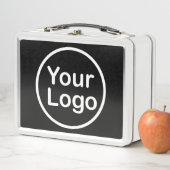 Eigenes Logo hinzufügen | Schwarzer Hintergrund Metall Brotdose (Beispiel)