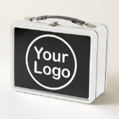 Eigenes Logo hinzufügen | Schwarzer Hintergrund Metall Brotdose (Vorderseite)