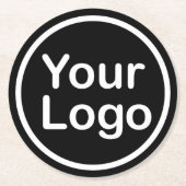 Eigenes Logo hinzufügen | Schwarzer Hintergrund Runder Pappuntersetzer (Vorderseite)