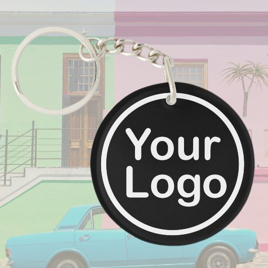 Eigenes Logo hinzufügen | Schwarzer Hintergrund Schlüsselanhänger