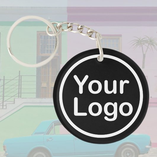 Eigenes Logo hinzufügen | Schwarzer Hintergrund Schlüsselanhänger