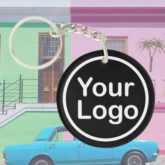 Eigenes Logo hinzufügen | Schwarzer Hintergrund Schlüsselanhänger