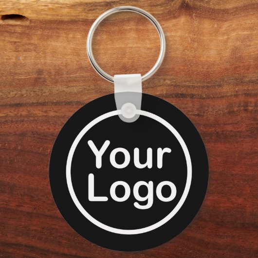 Eigenes Logo hinzufügen | Schwarzer Hintergrund Schlüsselanhänger (Vorderseite)