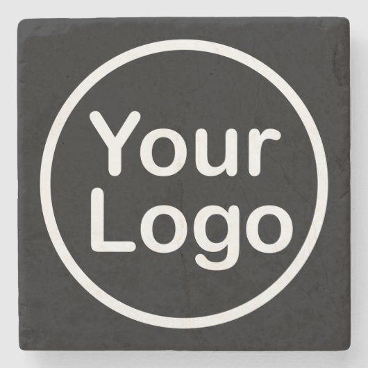Eigenes Logo hinzufügen | Schwarzer Hintergrund Steinuntersetzer (Vorderseite)