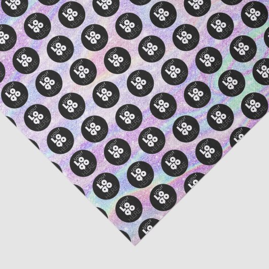 Eigenes Logo Iridesing Glitzer Druckzettel Seidenpapier (Ausschnitt)